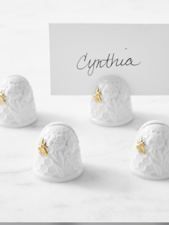 Williams Sonoma Other - Williams Sonoma honeycomb White Ceramic Bee Accent Place Card Holders - Set of 4